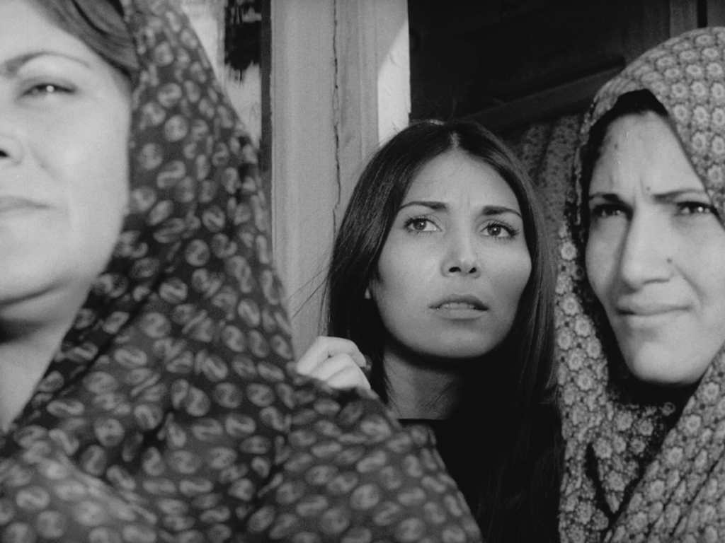 Parvaneh Massoumi as Atefeh in the Iranian new wave movie Downpour (Ragbar, 1972), directed by Bahram Beyzaie