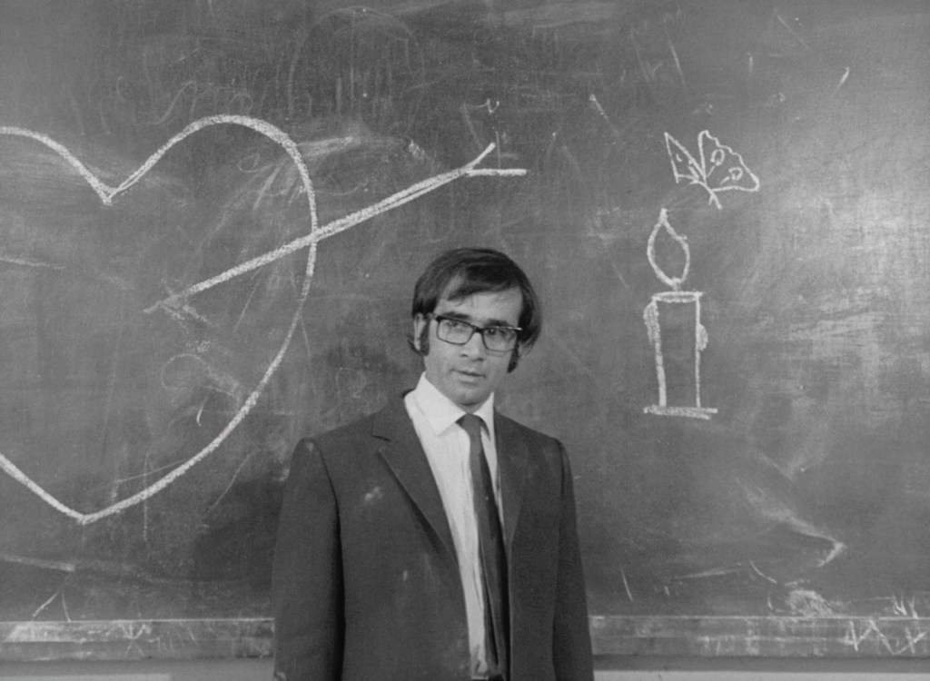 Parviz Fanizadeh as Mr. Hekmati in the Iranian film Downpour (Ragbar, 1972), dir. Bahram Beyzaie