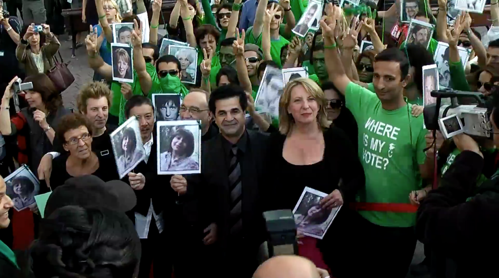 Jafar Panahi, Iranian film director, at the Montreal World Film Festival supporting the Green Movement